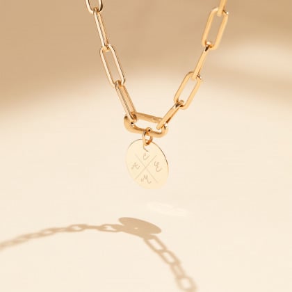 Collier personnalisé Rose des Vents Love Links plaqué or merci maman