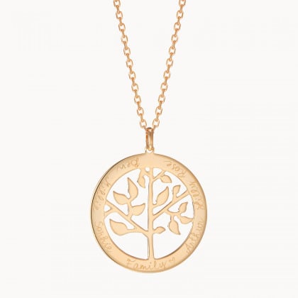Collier personnalisé Grand Arbre de Vie plaqué or merci maman