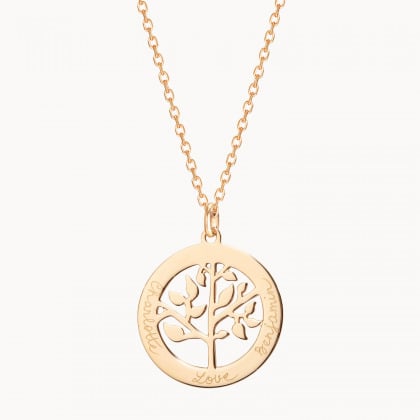 Personalised Tree of Life Necklace gold plated merci maman