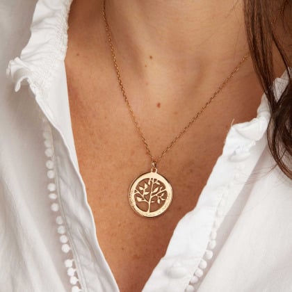 Personalised Tree of Life Necklace gold plated merci maman
