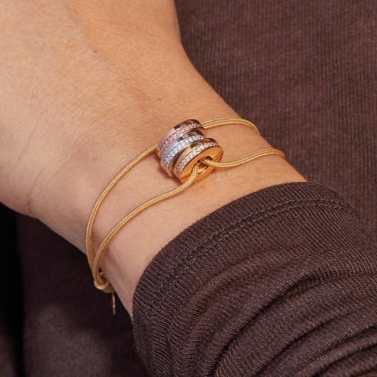 Pulsera personalizada Triple Unión baño de oro rosa  plata de ley baño de oro rosa