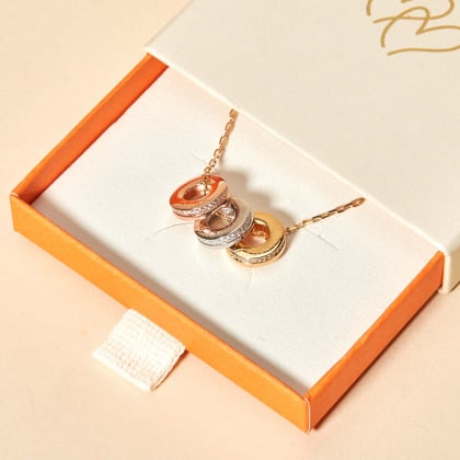 Personalisierte Unity Trio Halskette vergoldet sterlingsilber merci maman