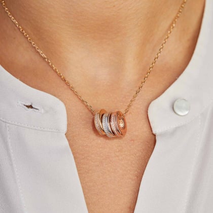 Personalisierte Unity Trio Halskette vergoldet sterlingsilber merci maman