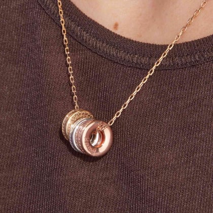 Personalisierte Unity Trio Halskette vergoldet sterlingsilber merci maman