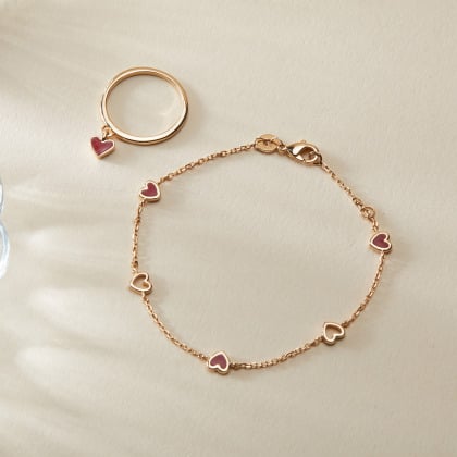 Bracelet sur chaîne Saint-Valentin plaqué or merci maman