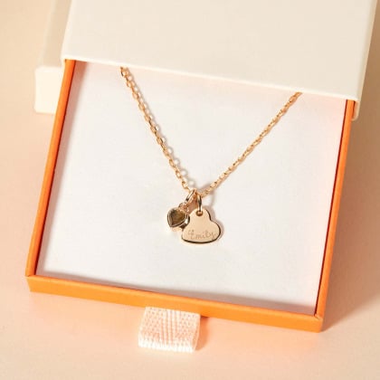 Personalised Double Heart Birthstone Necklace gold plated merci maman