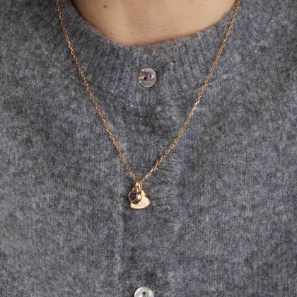 Personalised Double Heart Birthstone Necklace gold plated merci maman