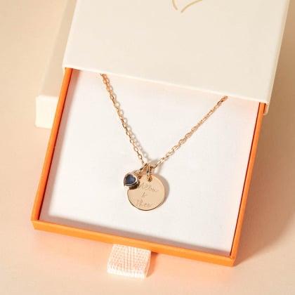 Collana personalizzata con pietra a cuore e messaggio placcato in oro merci maman
