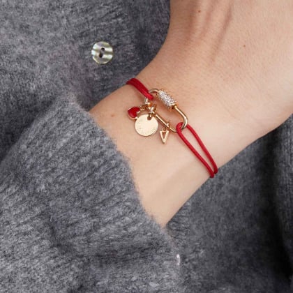 Personalisiertes Valentins Herz Lucky Charm Armbändchen vergoldet merci maman