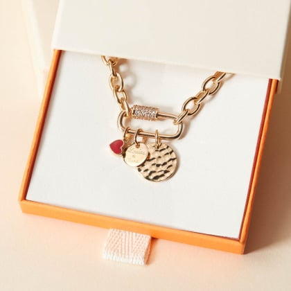Collana personalizzata portafortuna san valentino placcato in oro merci maman