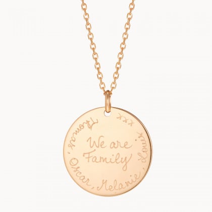Personalisierte We Are Family Halskette vergoldet merci maman
