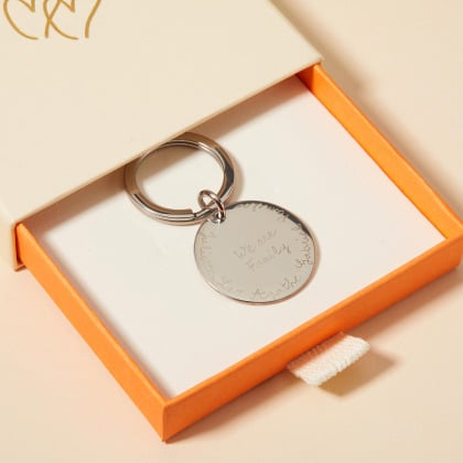 Porte-clés We Are Family personnalisé en acier merci maman