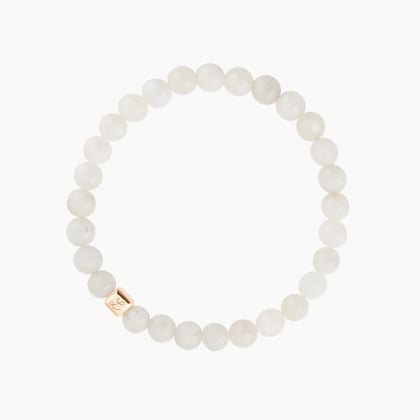 Bracciale Personalizzato Iniziale Cubo placcato oro Pietra di luna bianca merci maman