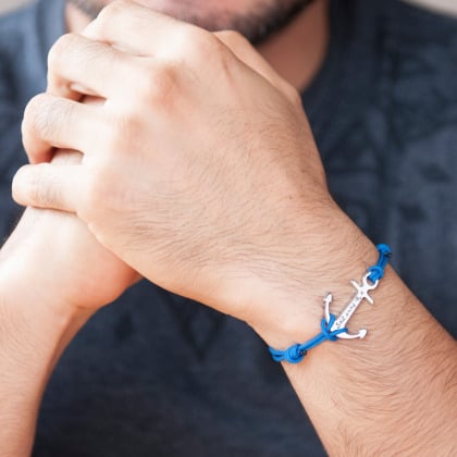 Bracelet Ancre personnalisé pour homme argent 925 merci maman