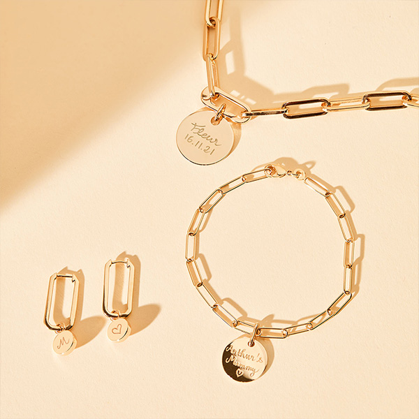 Collection love links plaqué or Merci Maman