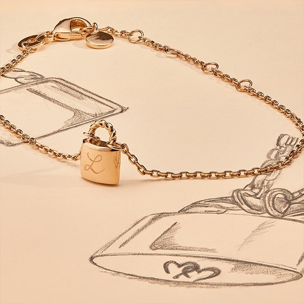 Pulsera personalizada de cadena con candado baño de oro merci maman