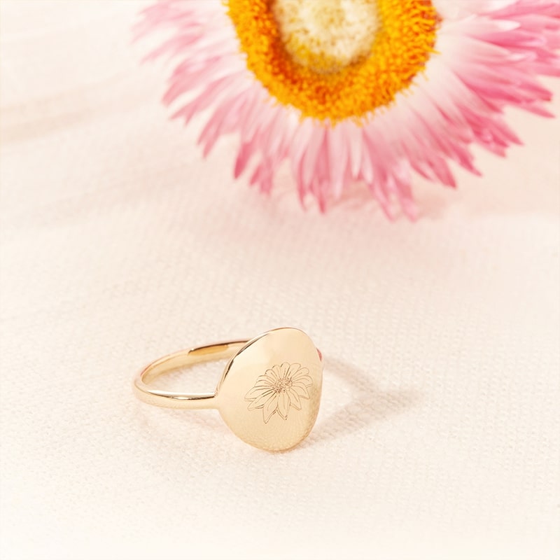 Birth flower ring