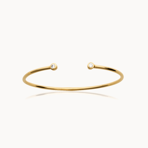 Crystal Solitaire Open Bangle gold plated merci maman