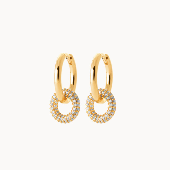 Crystal Eternity Double Hoop Earrings gold plated merci maman