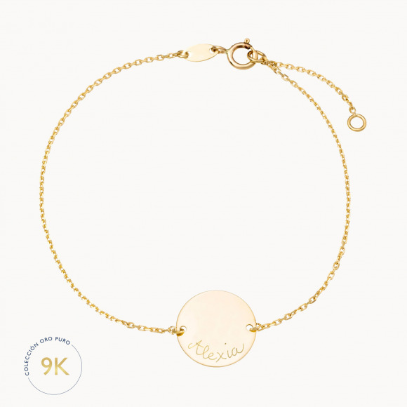 Pulsera personalizada de cadena Medalla en oro de 9 kilates merci maman