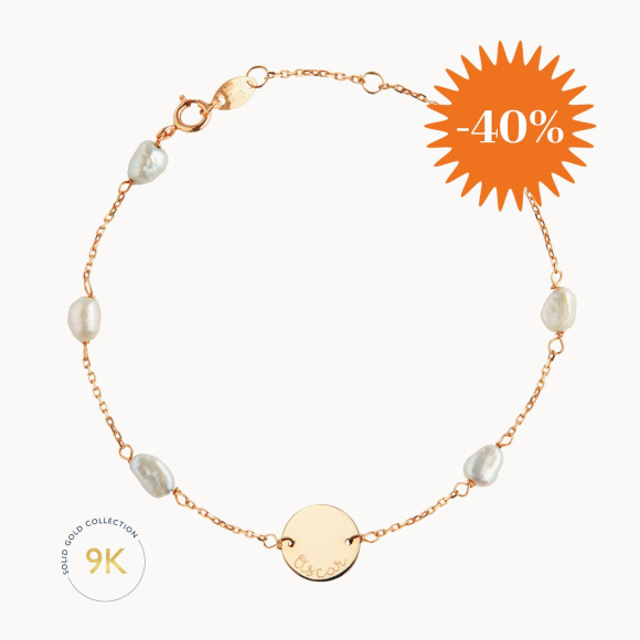 Personalised 9 Carat Gold Pearl Bracelet merci maman