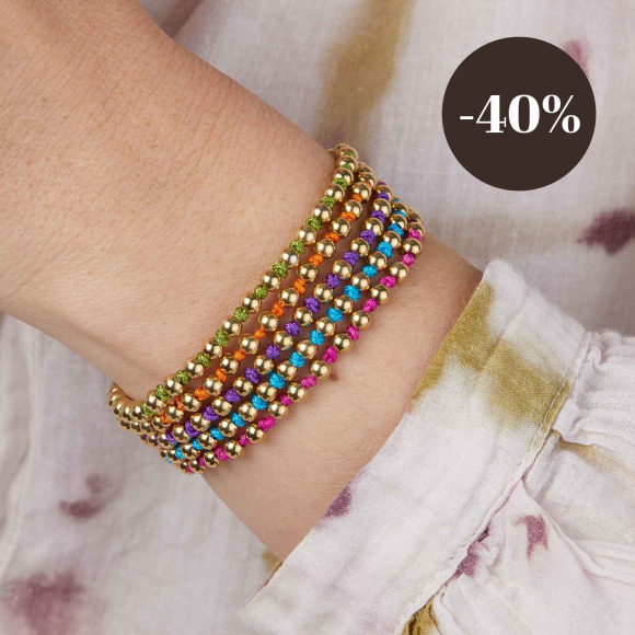 Beaded Colour Bracelet in Golden Stainless Steel merci maman