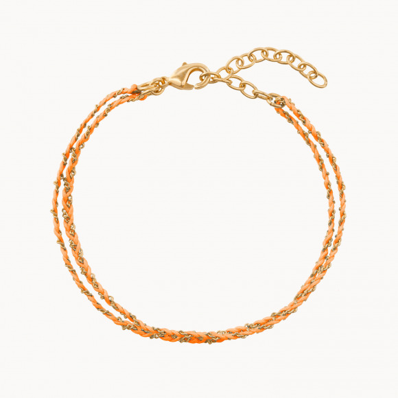 Geflochtenes Armband vergoldet orange merci maman