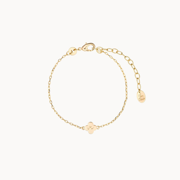 Bracelet personnalisé Croix Romane sur chaîne pour Enfant doré à l'or fin Merci Maman