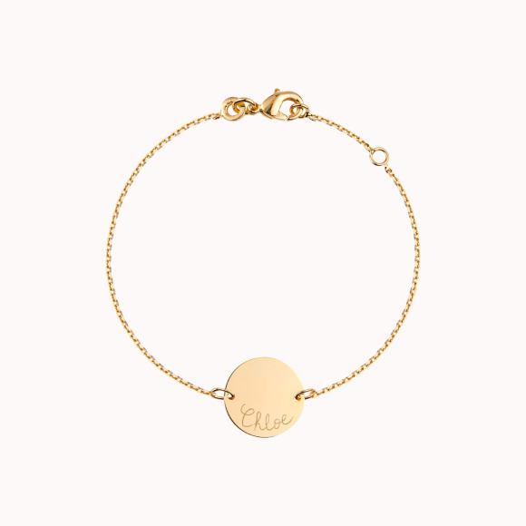 Pulsera personalizada de cadena con medalla para niña bano de oro merci maman