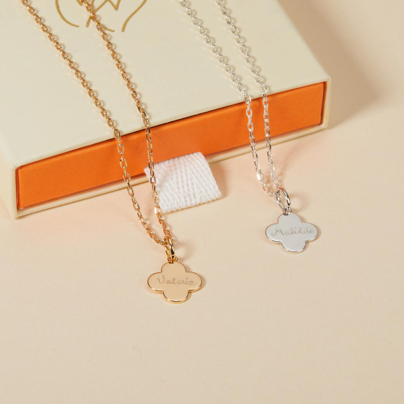 Collana Personalizzata Mini Croce a trifoglio per Bambino Placcato in oro Merci Maman