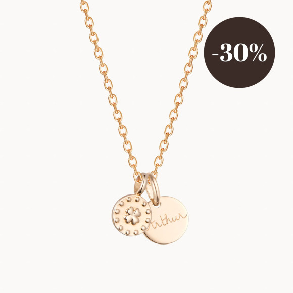 Personalised Clover Necklace  gold plated merci maman