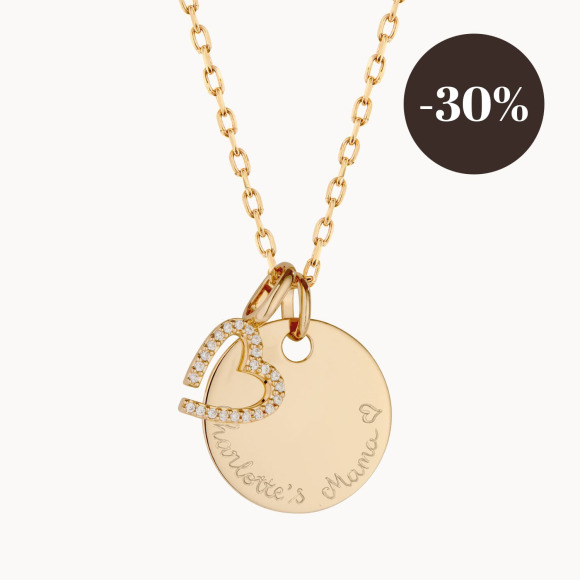 personalised crystal m necklace gold plated merci maman