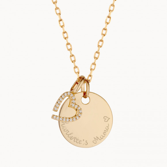 personalised crystal m necklace gold plated merci maman