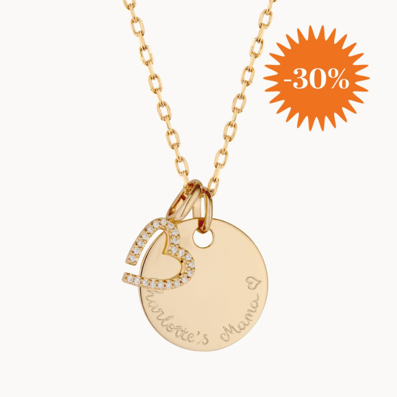 Collier M Cristal personnalisé plaqué or merci maman