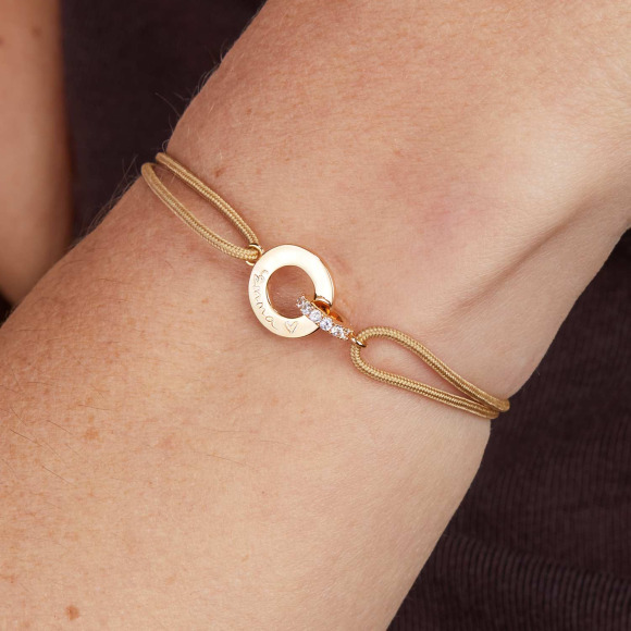 Bracciale con Cristallo Intrecciato Personalizzato Plaqué Or Merci Maman