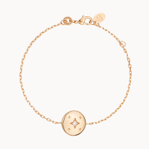 Bracelet Mini Étoile Cristal sur chaîne personnalisé plaqué or merci maman