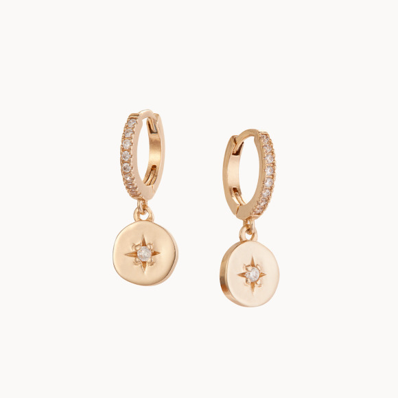 Pendientes con mini estrella de cristal baño de oro merci maman