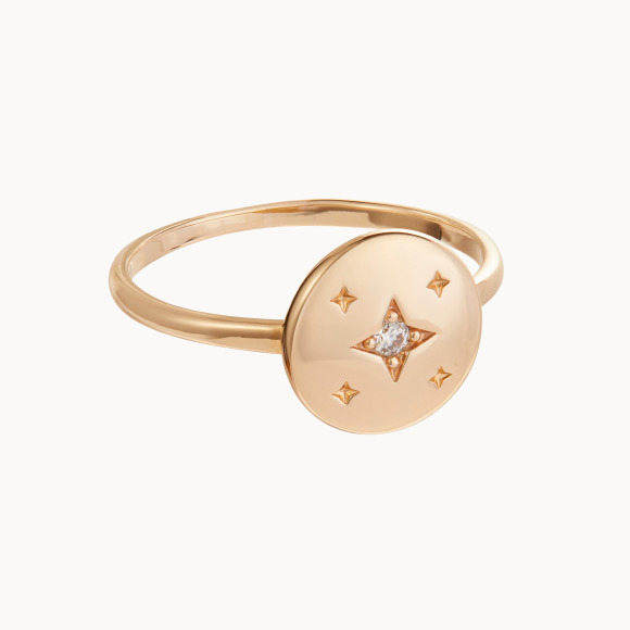 Personalisierter Mini Kristall Stern Ring vergoldet merci maman