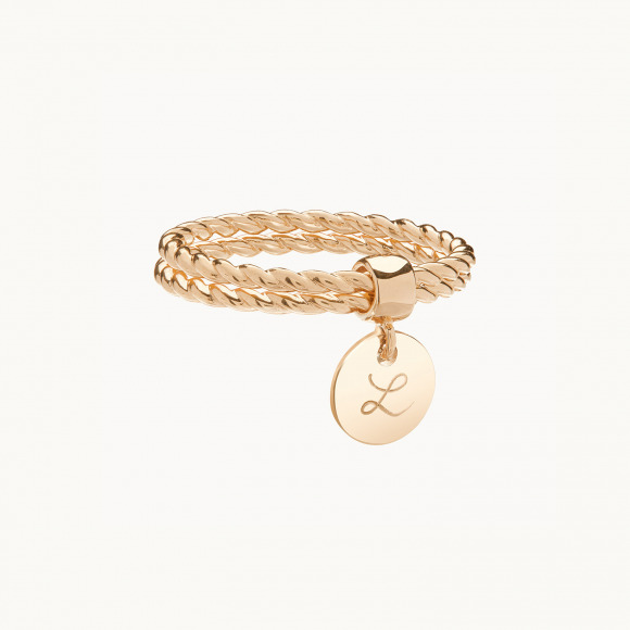 personalised entwined double band ring gold plated merci maman