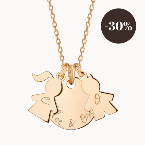 Personalised Family Necklace gold plated rose gold plated sterling silver merci maman