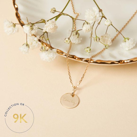 Collier personnalisé Prénom en or 9 carats merci maman