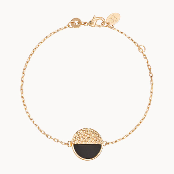 Personalised hammered and gemstone bracelet gold plated merci maman