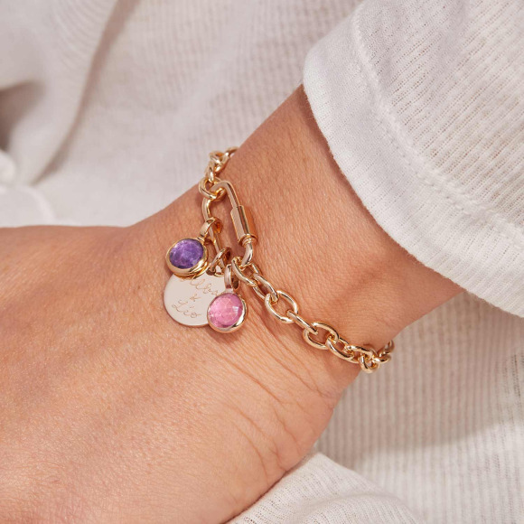Bracciale personalizzato con pietre di nascita Portafortuna placcato in oro merci maman