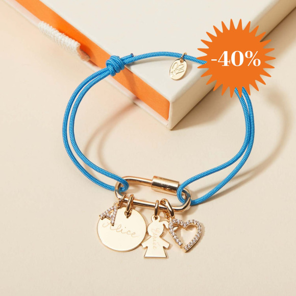 Personalisiertes Lucky Charm Armbändchen vergoldet merci maman