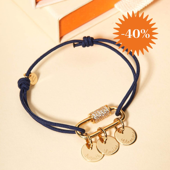 Personalisiertes Lucky Charm Namensarmbändchen vergoldet merci maman