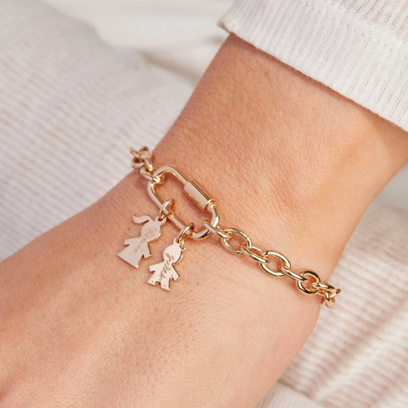 Personalisiertes Lucky Charm Mini Familien Armband vergoldet merci maman