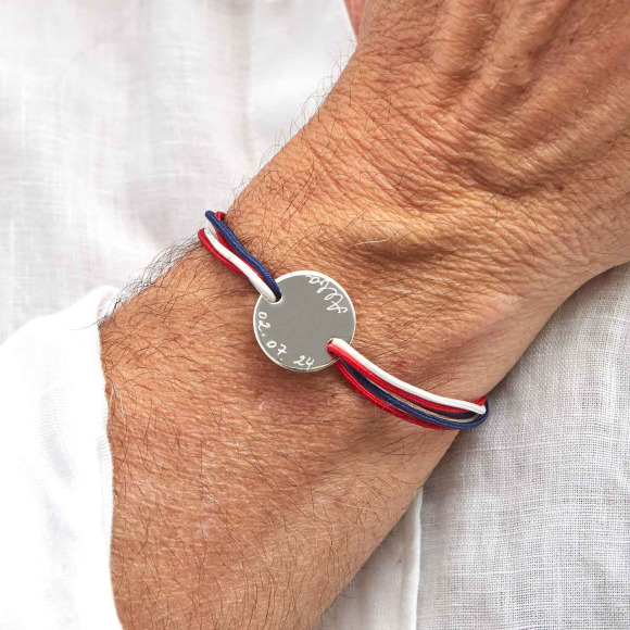 Pulsera personalizada de las Olimpiadas para hombre plata de ley merci maman