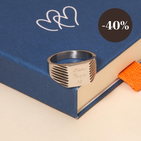 Men's Personalised Stainless Steel Square Signet Ring
