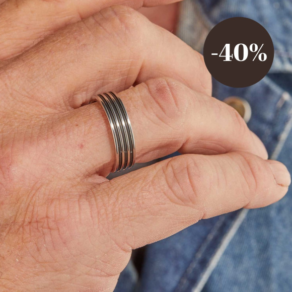 Men's Personalised Stainless Steel and Rubber Ring