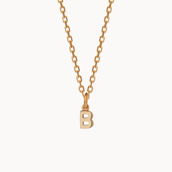 Mini Alphabet Charm Necklace gold plated merci maman